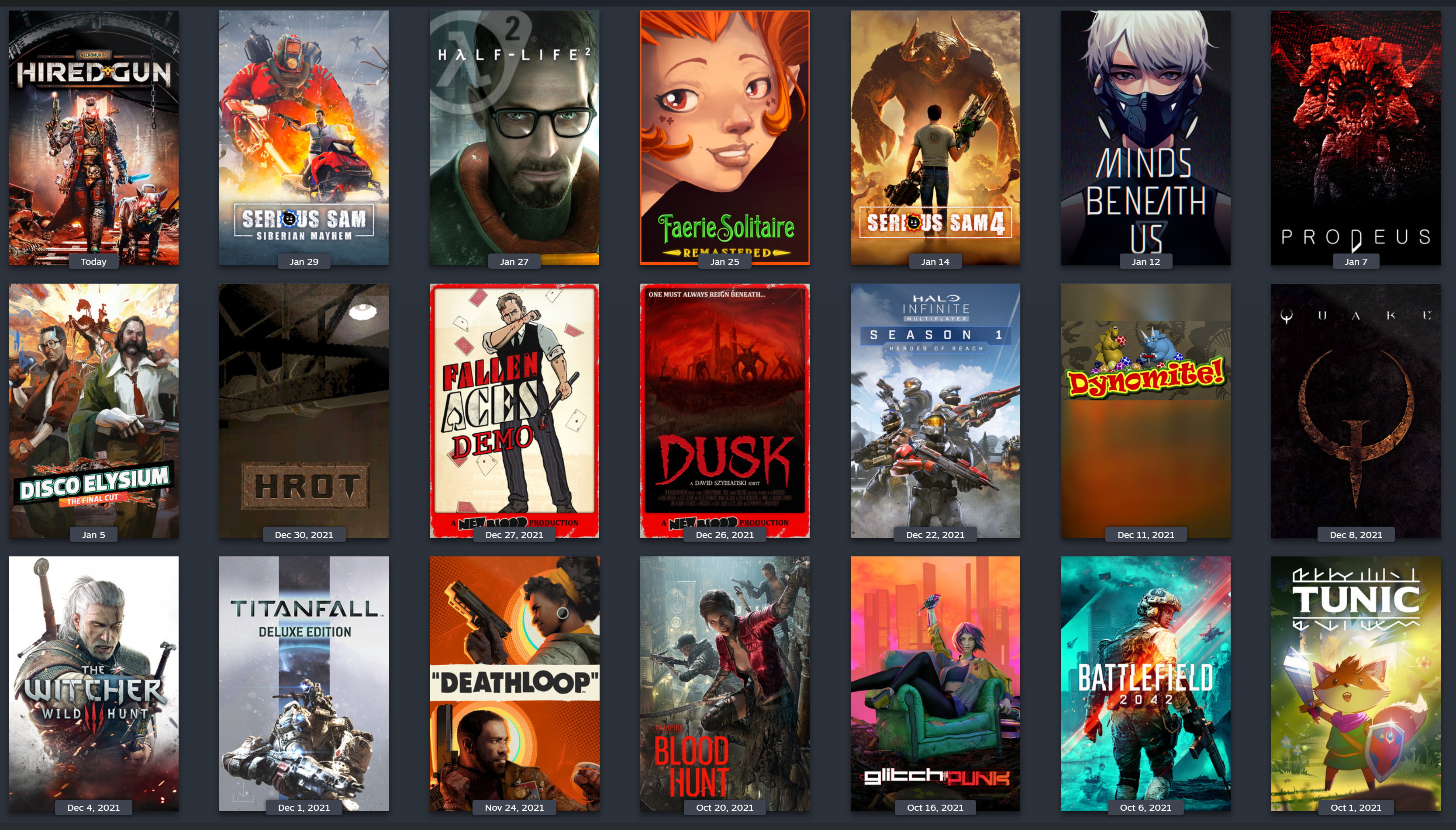 Steam Library sorted by Last Played