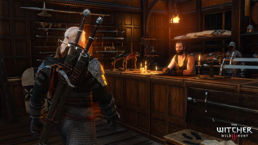 The Witcher 3: Wild Hunt screenshot Geralt in shop