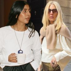 fashion collage featuring two style influencers Monikh Dale and Lilly Sisto wearing the silk taffeta pants trend for 2026