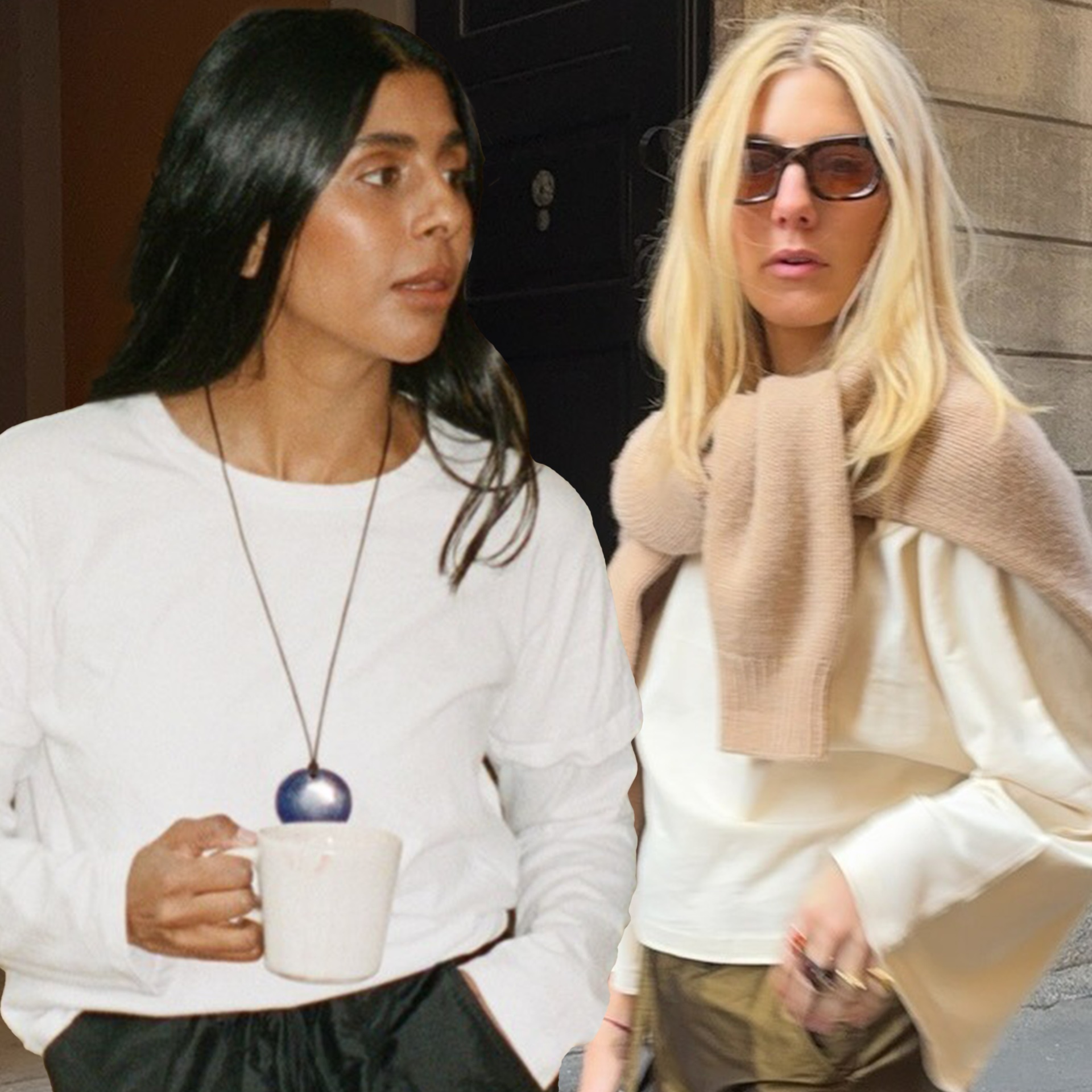fashion collage featuring two style influencers Monikh Dale and Lilly Sisto wearing the silk taffeta pants trend for 2026