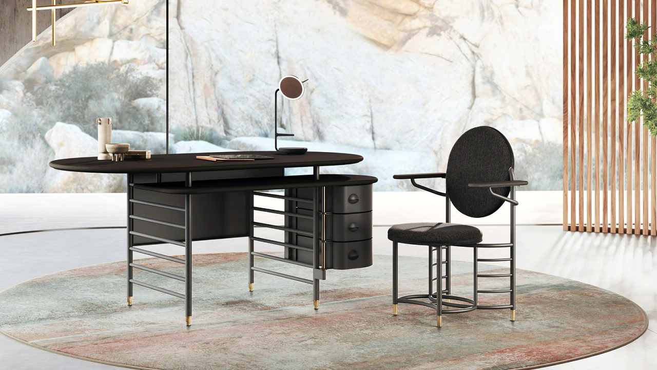 Frank Lloyd Wright Steelcase office furniture in black