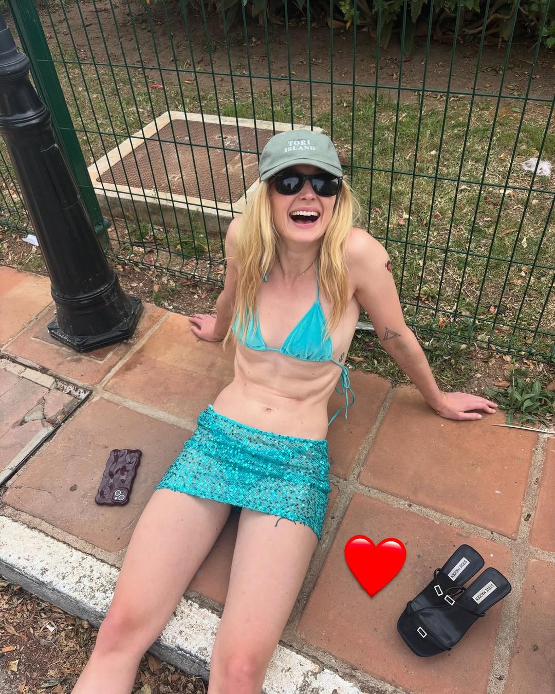 Sophie Turner wore a blue bikini and a matching sheer skirt