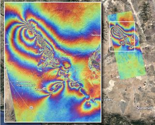 NASA experts used satellite data to map the ground displacement caused by the two major earthquakes that struck Southern California on July 4 and 5, 2019.