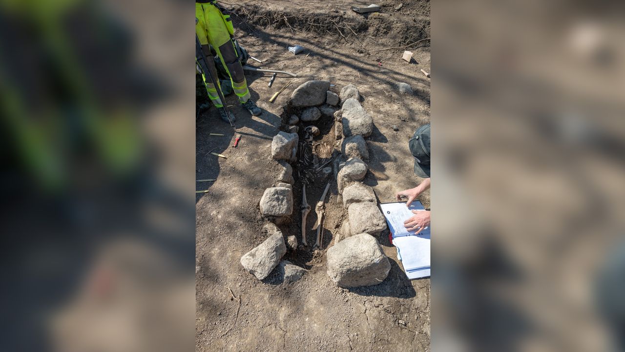Archaeologists found a stone cist buried in this tomb.