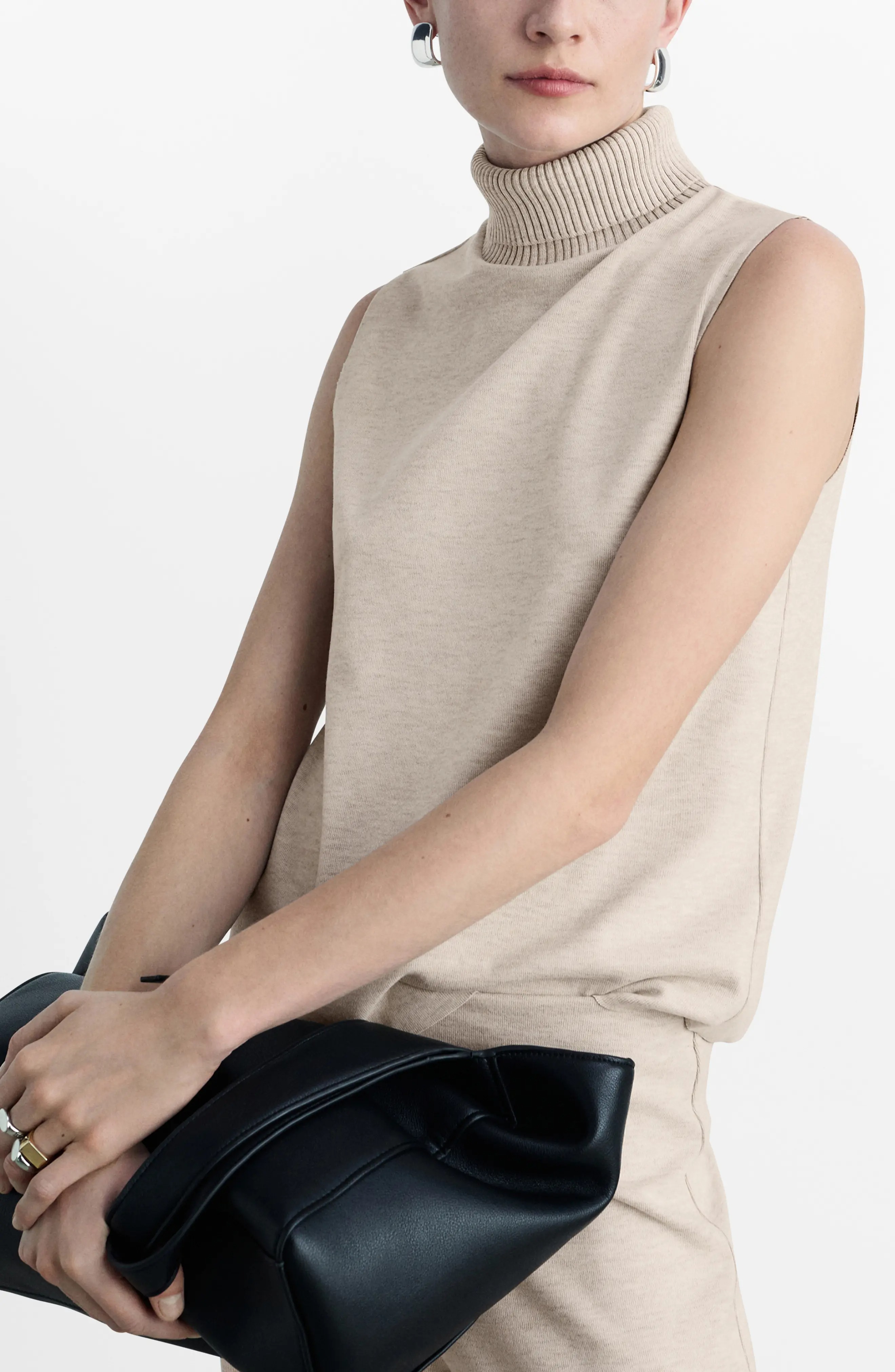 MANGO, Sleeveless Turtleneck Sweater