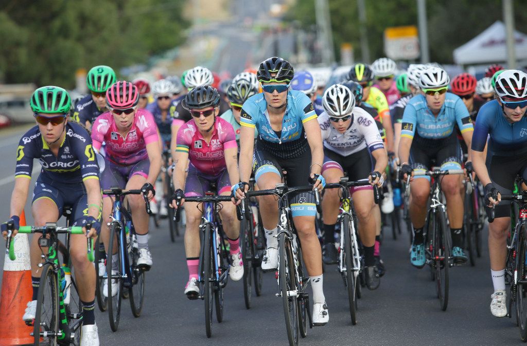 Jessica Allen, far left, on the climb