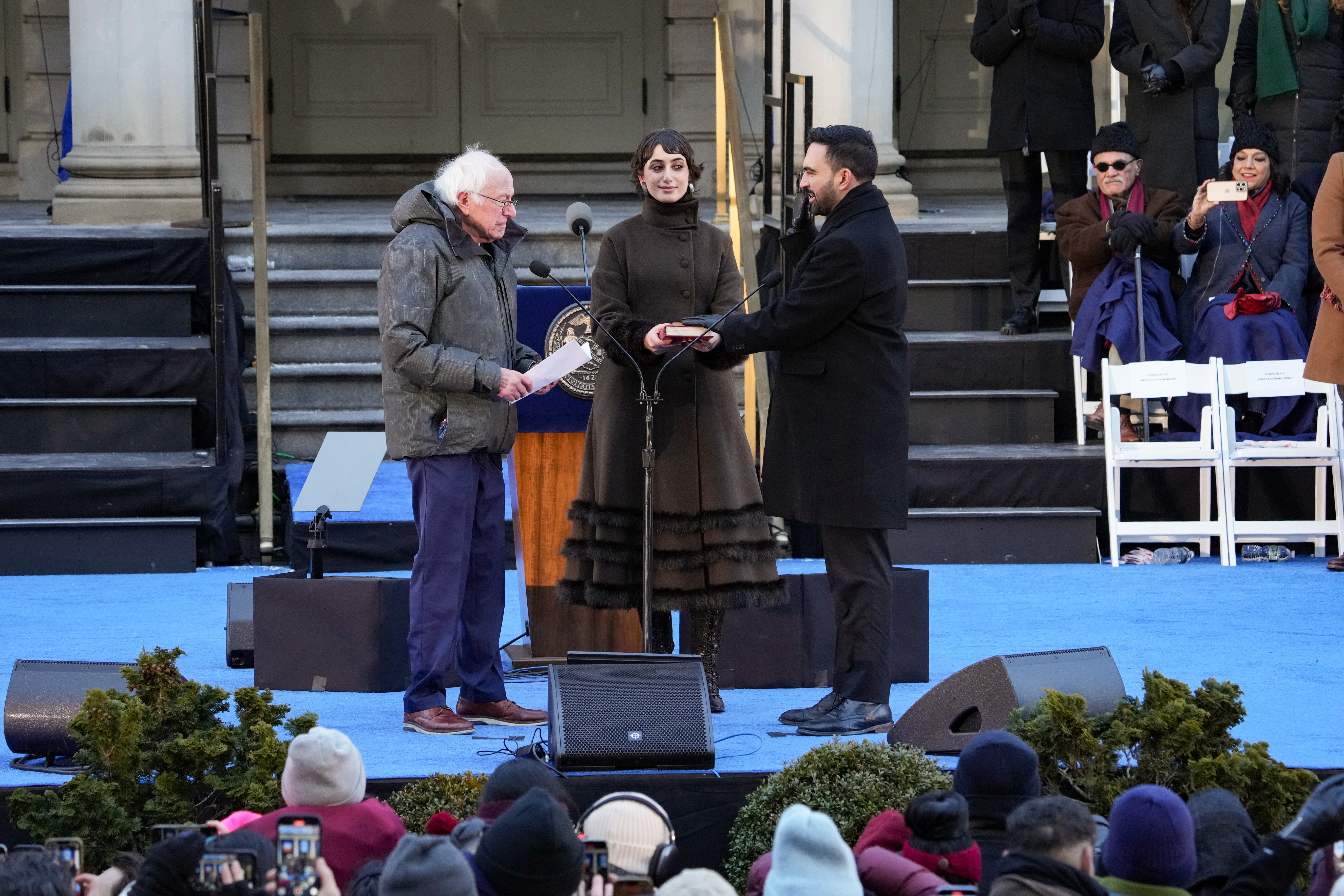 Zohran Mamdani and Rama Duwaji at the 2026 new york city mayoral inauguration