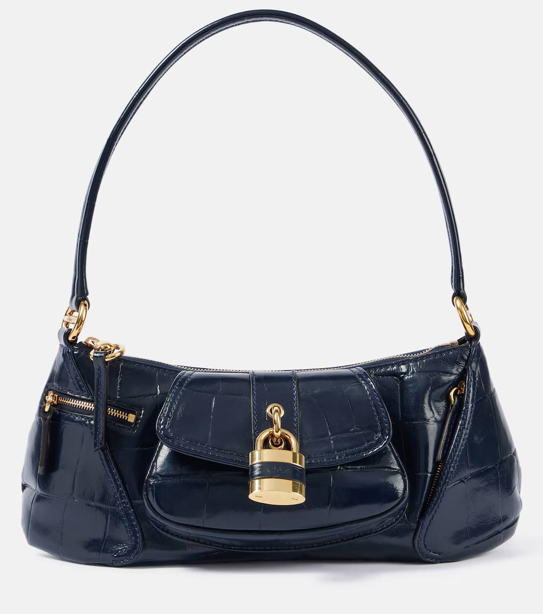 Chlo&amp;eacute;, Le 99 Small Croc-Effect Leather Shoulder Bag