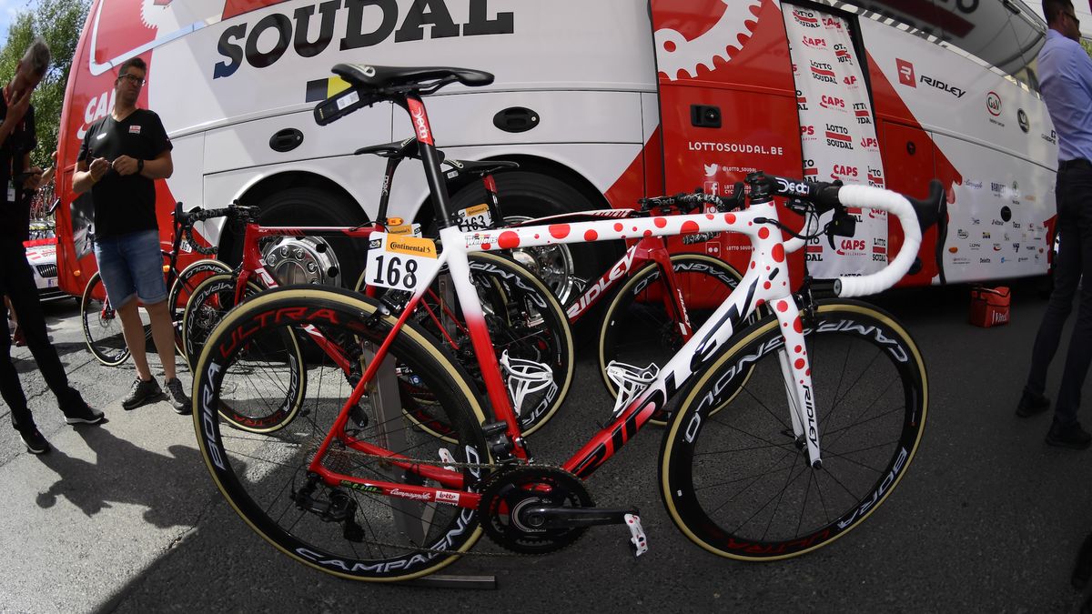 Tim Wellens (Lotto Soudal) had a custom finish on his Ridley after winning the mountains jersey on stage 3
