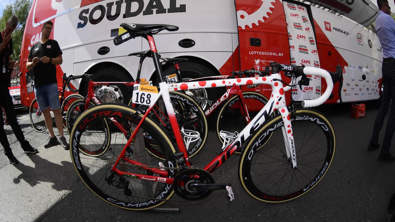 Tim Wellens (Lotto Soudal) had a custom finish on his Ridley after winning the mountains jersey on stage 3