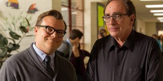 Goosebumps Jack Black and R.L Stine at a school set