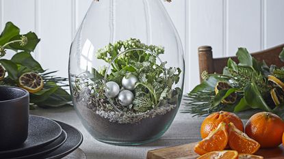 christmas terrarium table decoration