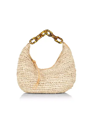 The Josie Chain & Crocheted Raffia Hobo Bag