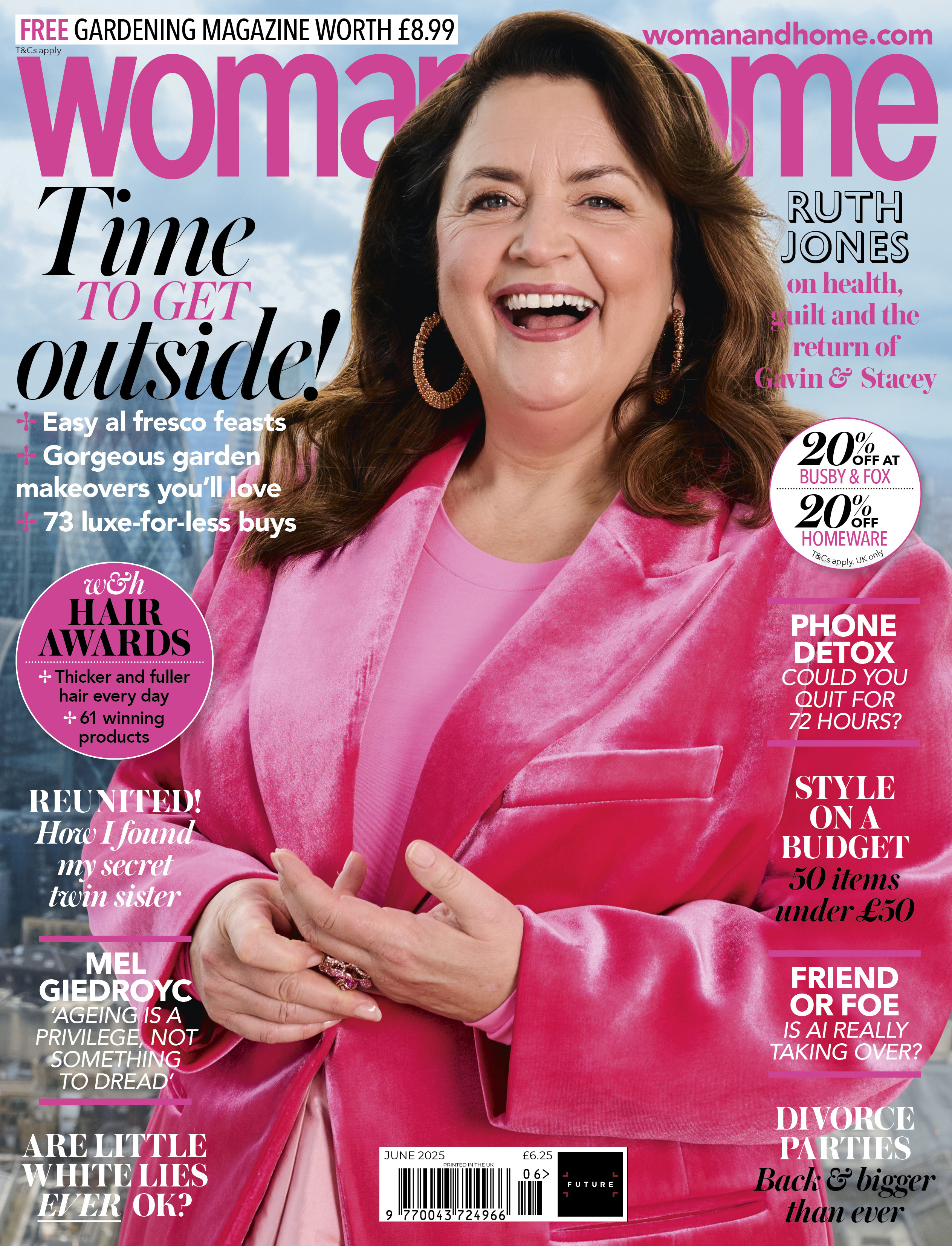 Ruth Jones for the June 2025 cover of woman&home