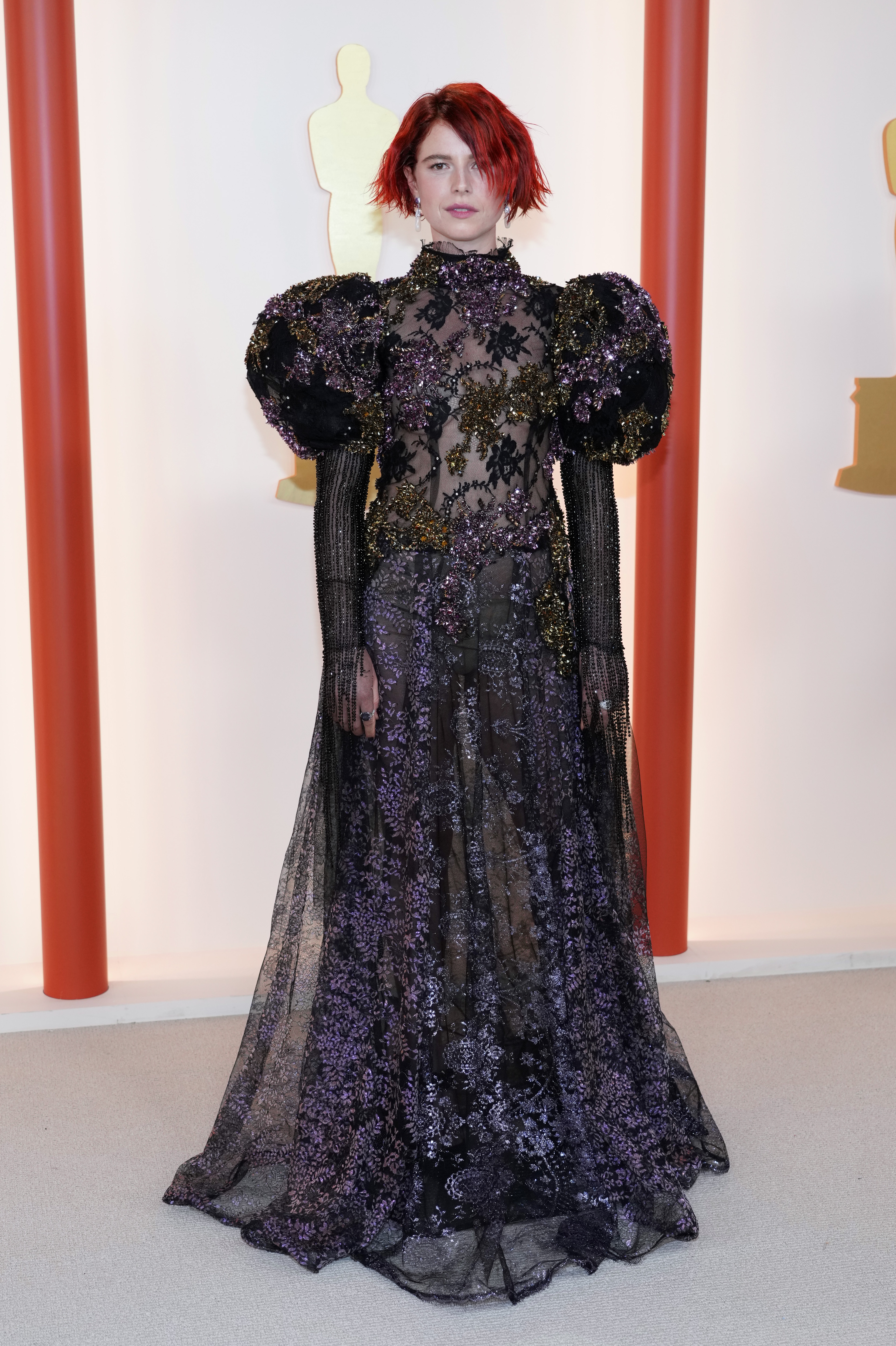 Jessie Buckley in a sheer Rodarte gown at the 2023 Oscars