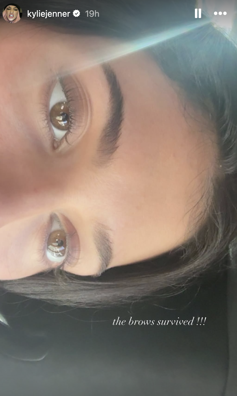 kylie jenner shares a close up photo of her brows via Instagram