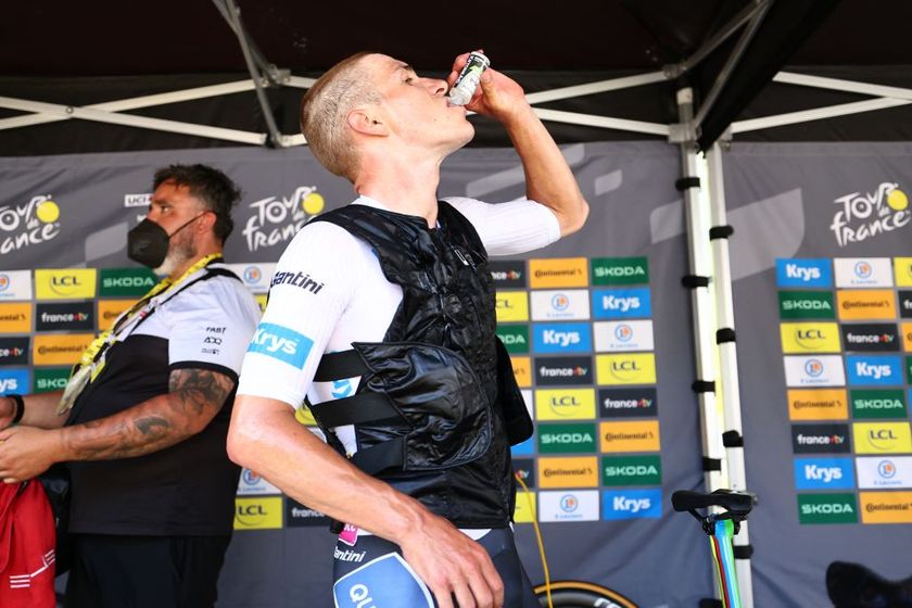 Belgian Remco Evenepoel of Soudal Quick-Step pictured after stage 17 of the 2024 Tour de France cycling race, from Saint-Paul-Trois-Châteaux to Superdevoluy (177,8 km), in France, on Wednesday 17 July 2024. The 111th edition of the Tour de France starts on Saturday 29 June and will finish in Nice, France on 21 July. BELGA PHOTO DAVID PINTENS (Photo by DAVID PINTENS / BELGA MAG / Belga via AFP)