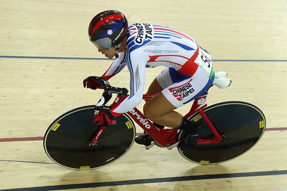 Mei Yu Hsiao of Chinese Taipei competes during a Women's Omnium Time Trial
