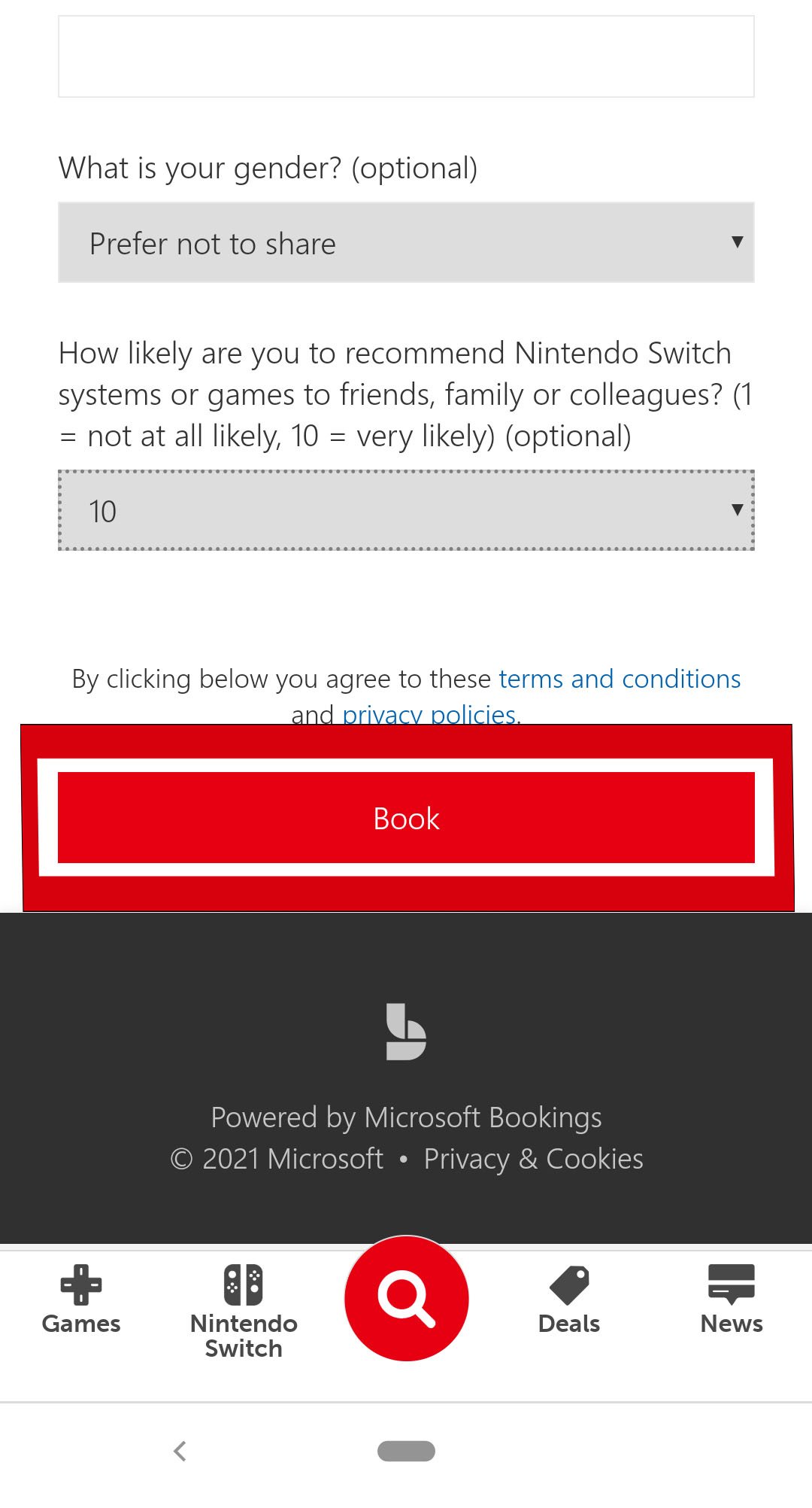 Nintendo Switch Concierge Book Button