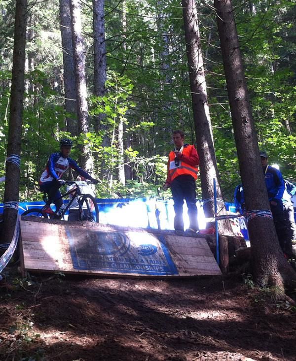Russell Finsterwald (United States) approaches a steep drop that gave many racers pause