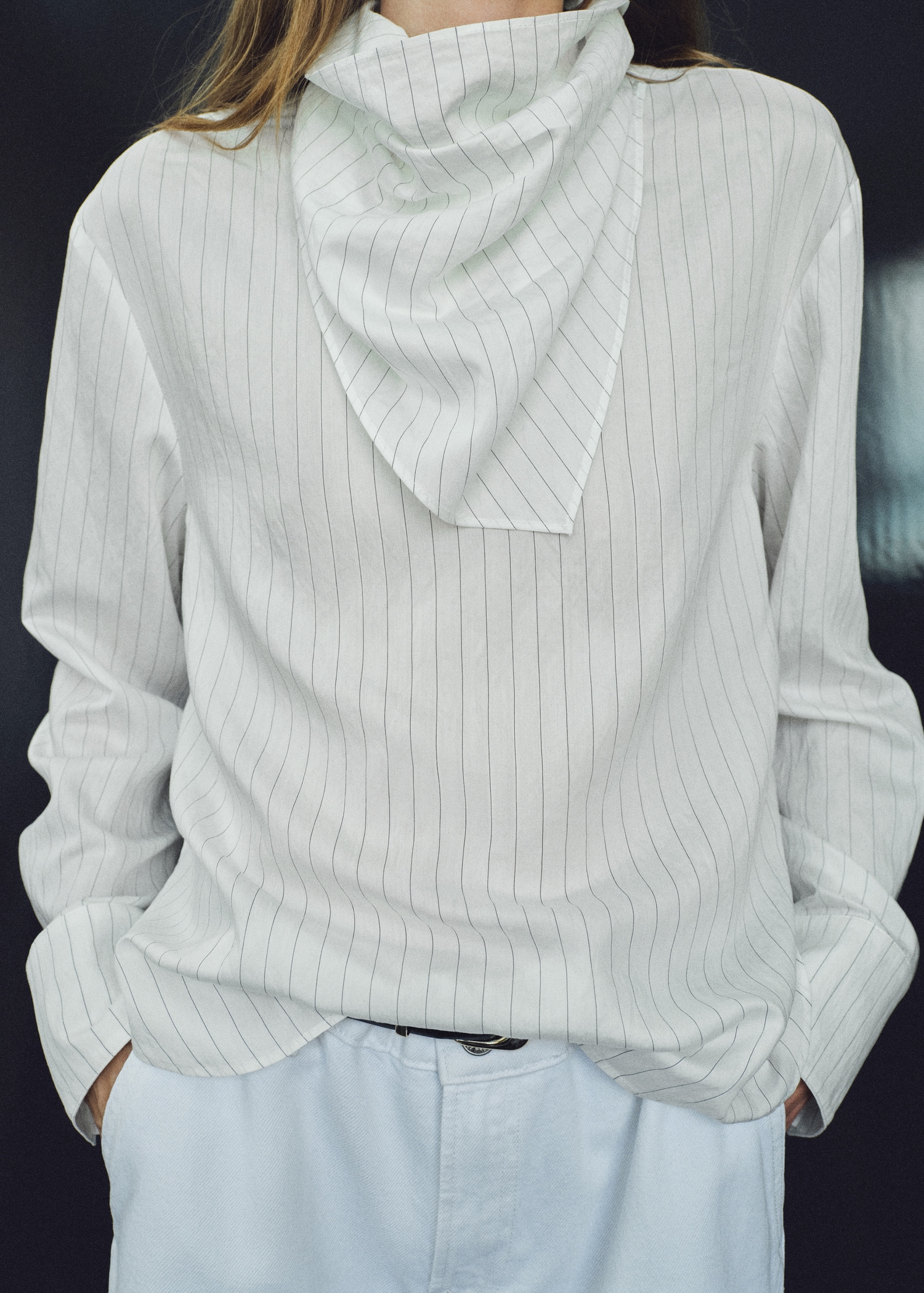 Striped Blouse With Handkerchief - Women | Mango United Kingdom