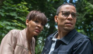 The Intruder Meagan Good and Michael Ealy look extremely nervous in the woods