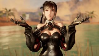 Eve shrugging her shoulders looking disgruntled.