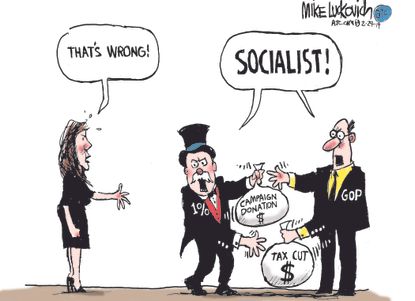 Political&nbsp;Cartoon&nbsp;U.S. Trump GOP one percent tax cuts campaign fraud&nbsp;socialism