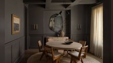 dark brown color drenched dining room