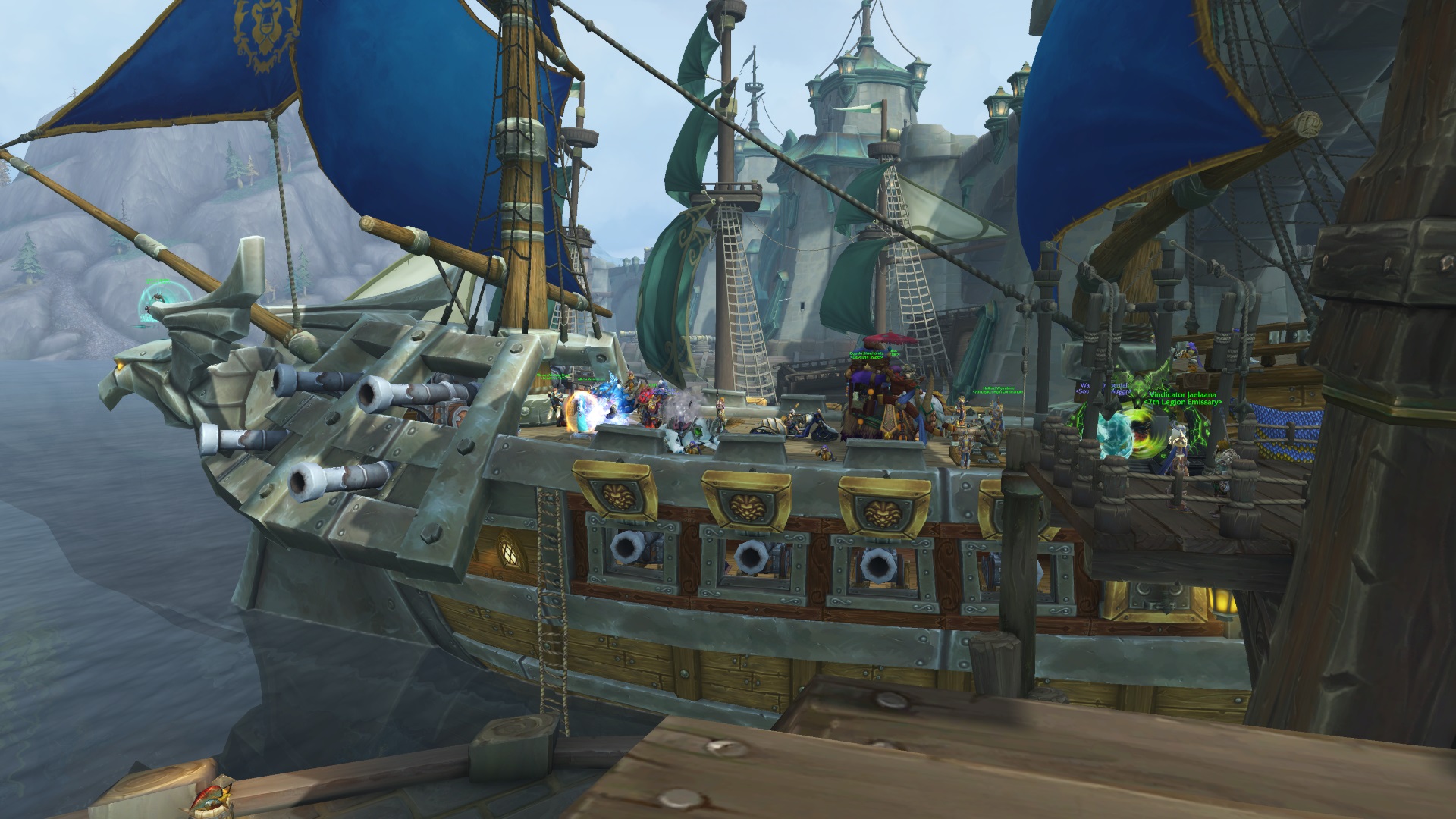 Wind's Redemption, the Alliance ship carrying Mathias Shaw, is docked in the northeast portion of Boralus, near the Tradewind Markets.