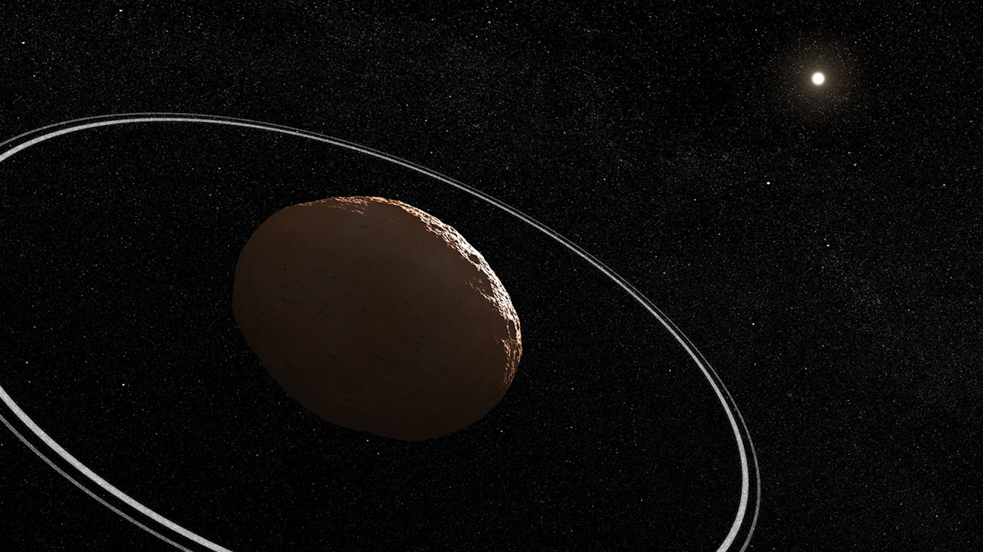 an illustration of an asteroid with rings