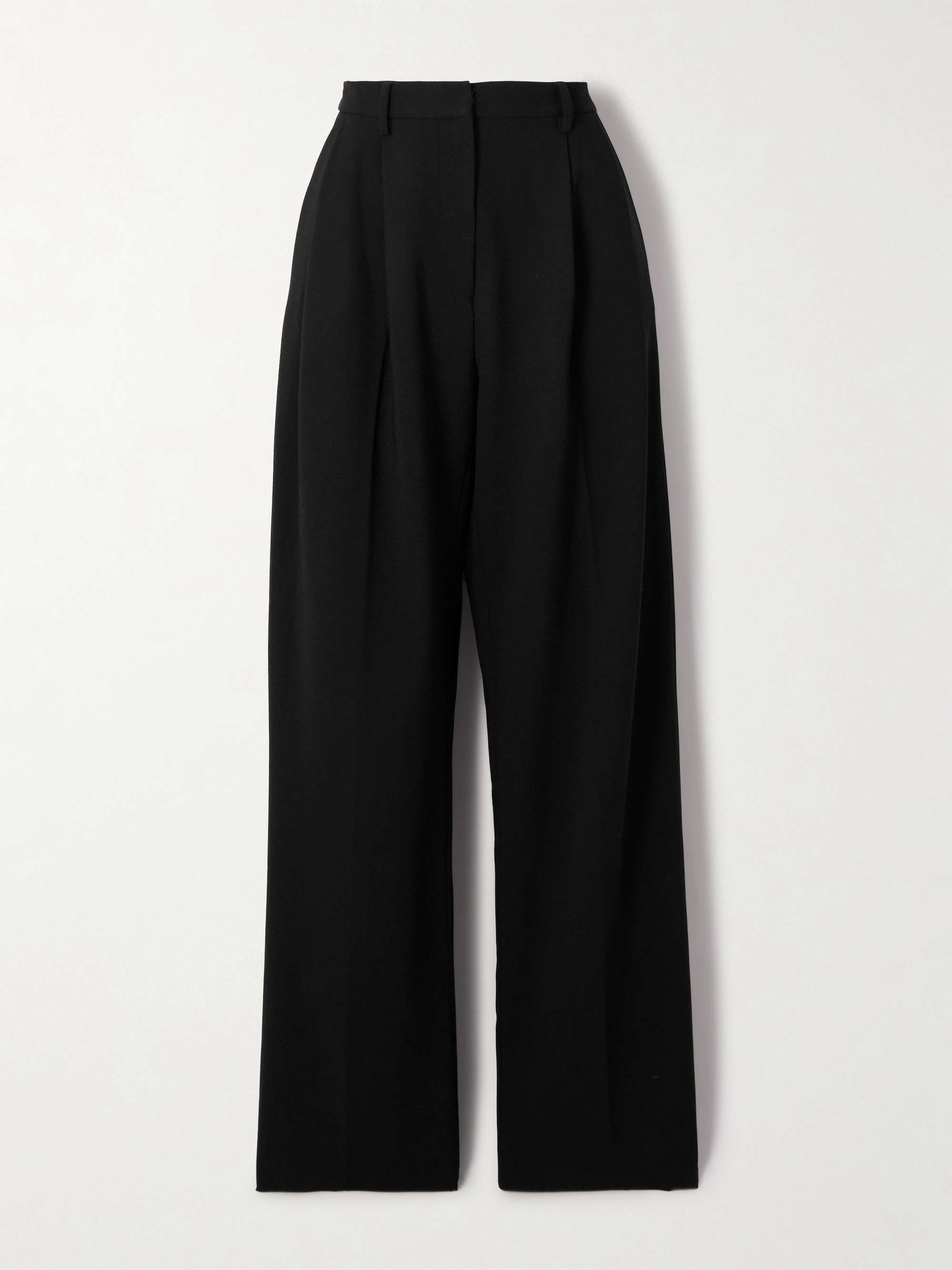 Pleated Wool-Blend Wide-Leg Pants
