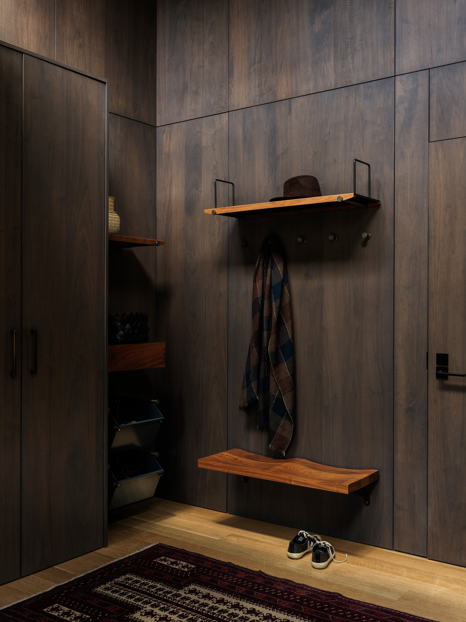 The new walnut-clad entrance hall