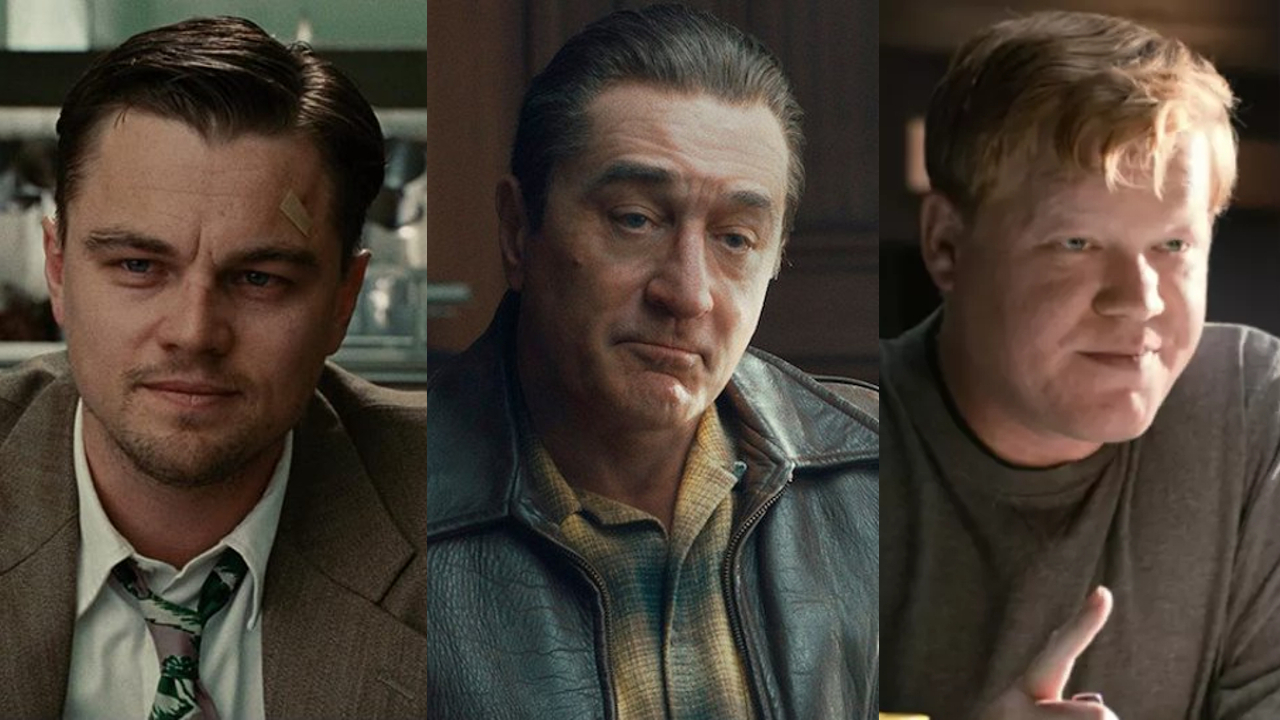 Leonardo DiCaprio en Shutter Island;  Robert De Niro en El irlandés;  Jesse Plemons en El Camino
