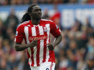 Kenwyne Jones playing for Stoke City, 2010