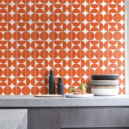 Home Art Stickers Orange Modern Circles Pattern Tile Stickers