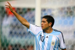 Juan Roman Riquelme in action for Argentina at the 2006 World Cup