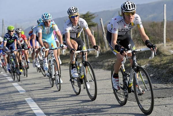 Tejay Van Garderen sets tempo for HTC-Highroad teammate Tony Martin.