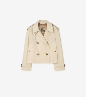 Cropped Tropical Gabardine Mayfair Trench Jacket in Stone Beige - Women | Burberry&amp;reg; Official