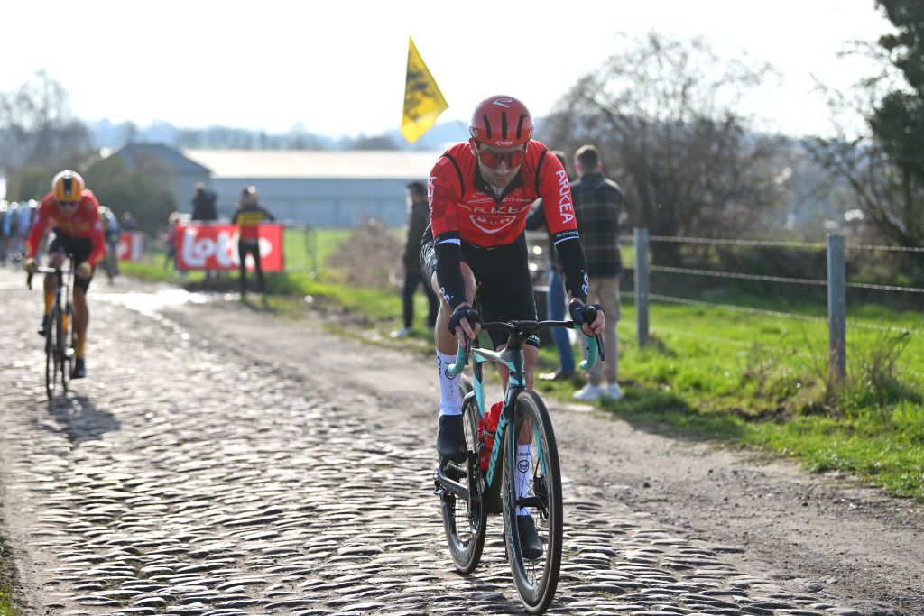 DOUR BELGIUM FEBRUARY 27 Amaury Capiot of Belgium and Team Arkea BB Hotels competes during the 56th Le Samyn 2024 a 2043km one day race from Quaregnon to Dour on February 27 2024 in Dour Belgium Photo by Luc ClaessenGetty Images