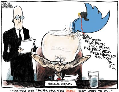 Political cartoon U.S. Jeff Sessions Trump twitter
