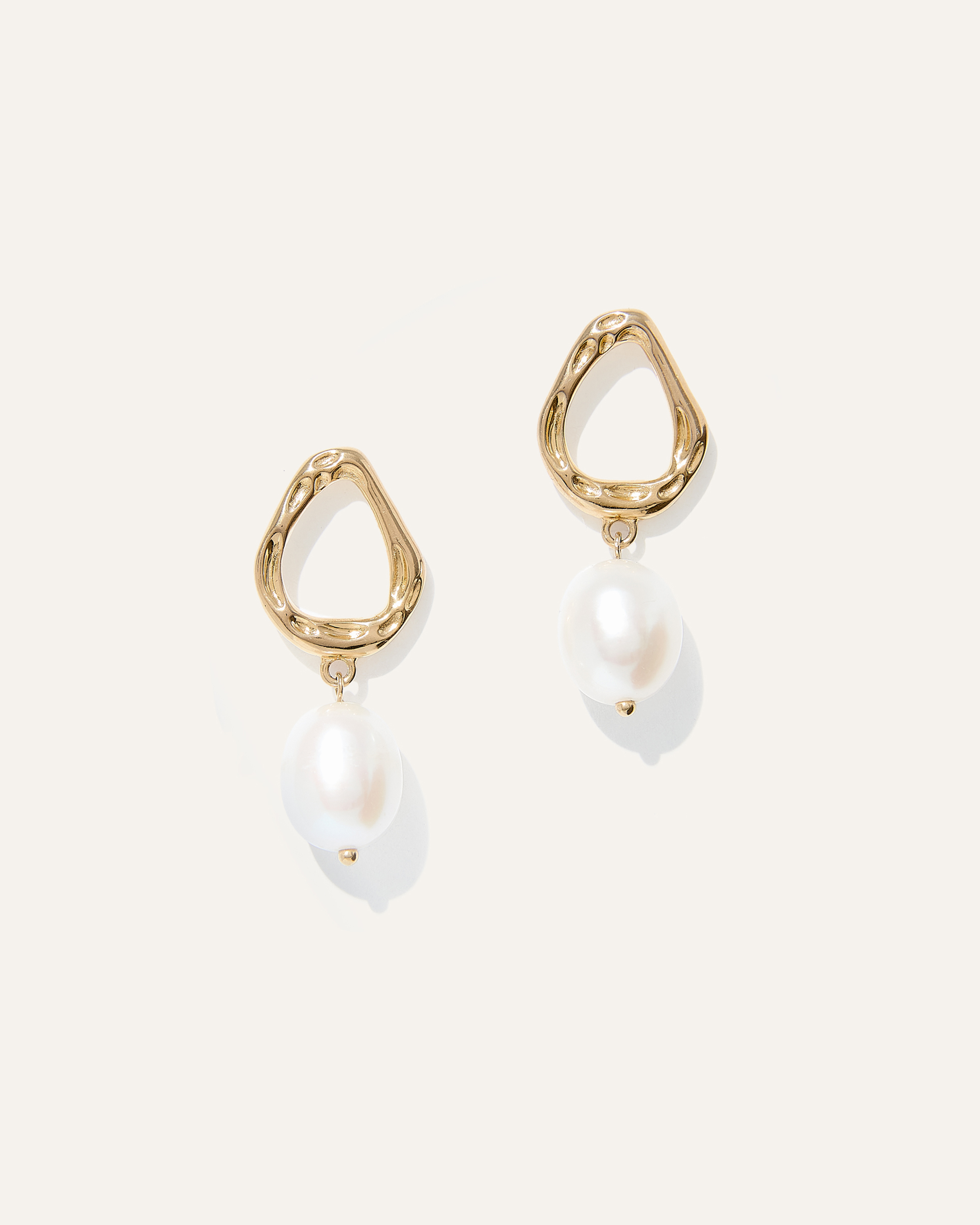 Freshwater Cultured Pearl Sculptural Drop Earrings in Gold Vermeil