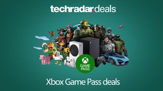 Xbox Game Pass deals header with Microsoft game characters and Xbox Game Pass logo