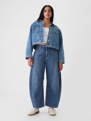 Blue High Waisted Horseshoe Jeans