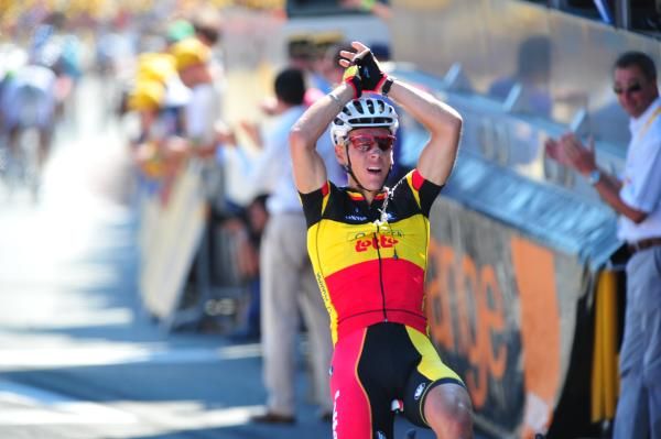 Gilbert celebrates his victory