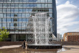 Waterfall, 2019, by Olafur Eliasson, installation view outside Tate Modern.