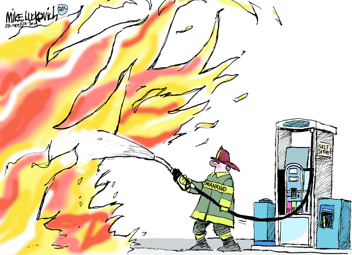 Political Cartoon U.S. Mankind Firefighting Climate Crisis | The Week