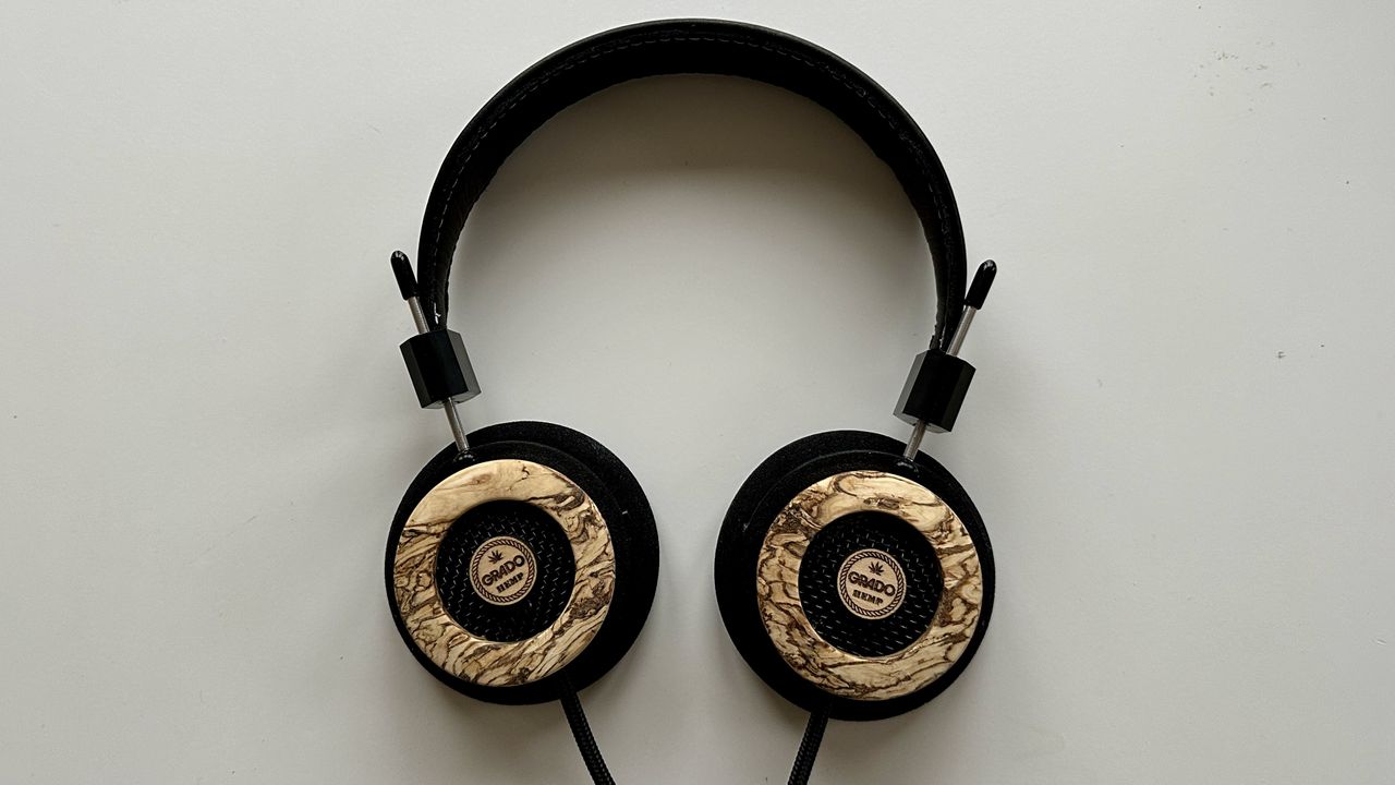 Grado Hemp headphones on a white table