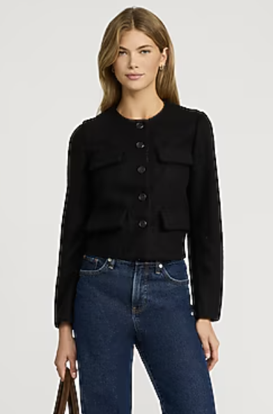 Express, Boucle Crew Neck Multi Pocket Jacket