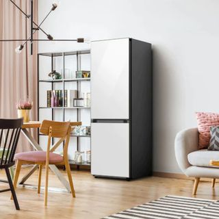 SAMSUNG BESPOKE 2.03M FRIDGE FREEZER WITH TWIN COOLING PLUS RB38A7B53S9 in pink kitchen scheme